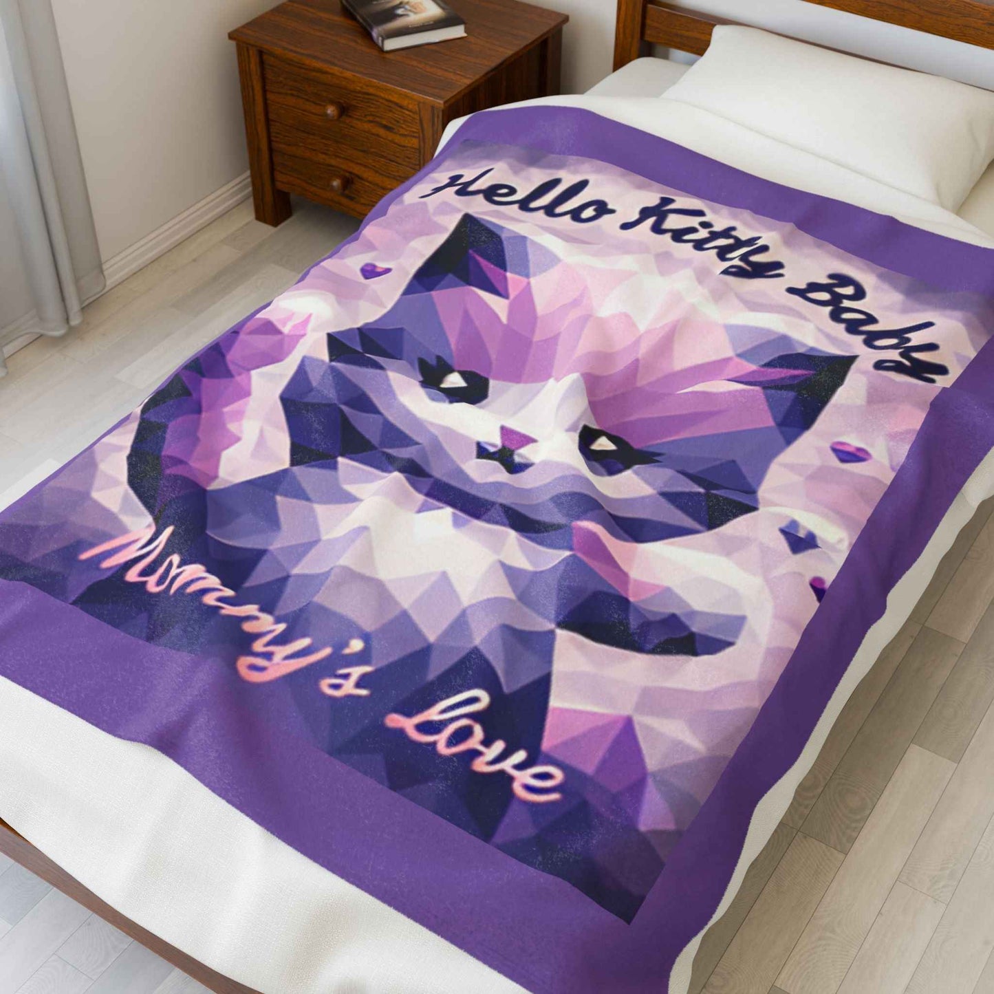 Plush Blanket - Hell9 Kitty Purple Velveteen - Hello Kittyy Blanket Store