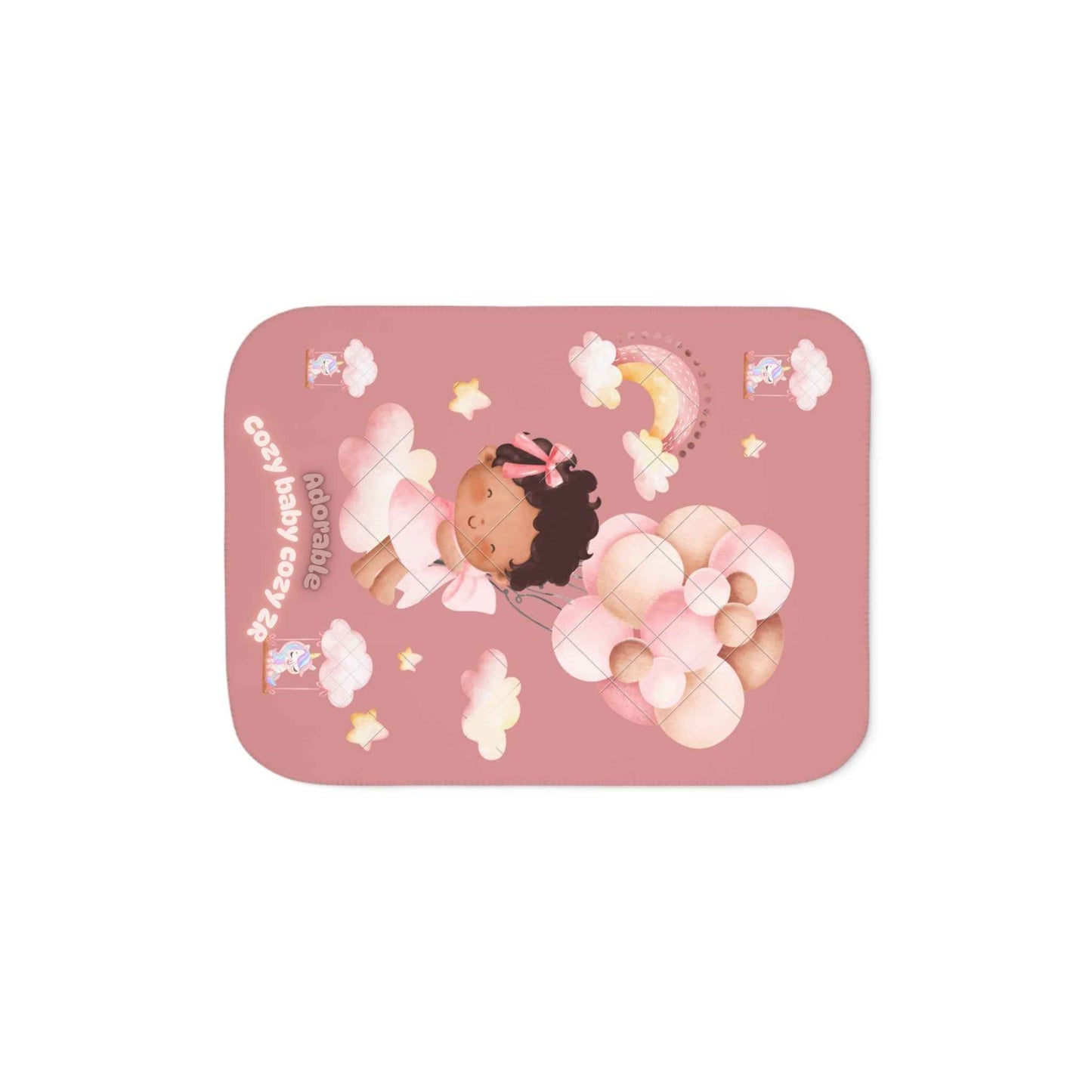 Cozy Sherpa Blanket with Cute Baby Design and unicorns - Hello Kittyy Blanket Store