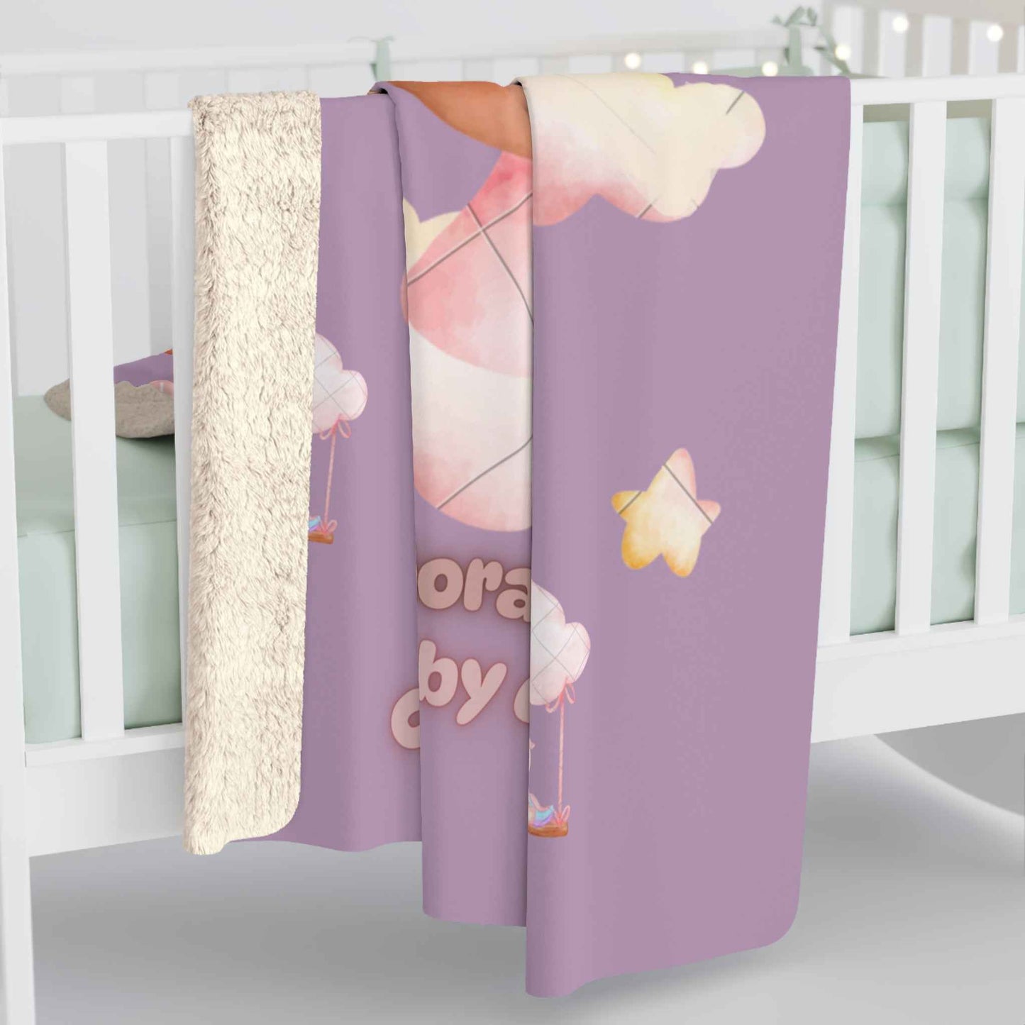 Unicorn Sherpa Fleece Blanket name ZR with flying baby - Hello Kittyy Blanket Store