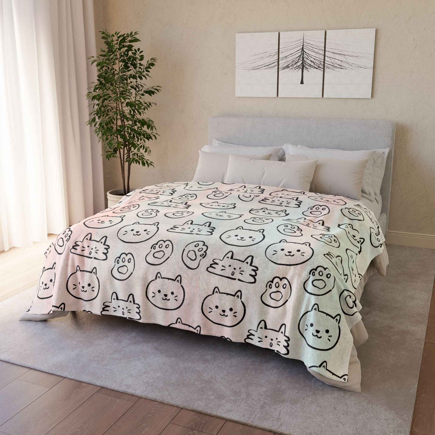 Cozy Cat-Themed and hello kitty blanket Soft Polyester Blanket - Perfect for Cat Lovers and Cozy Nights - Hello Kittyy Blanket Store