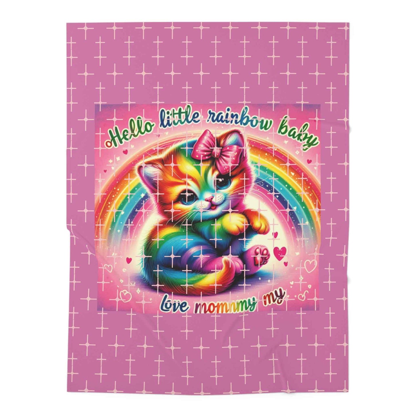Swaddle Blanket Pink Kitty Rainbow - Hello Kittyy Blanket Store