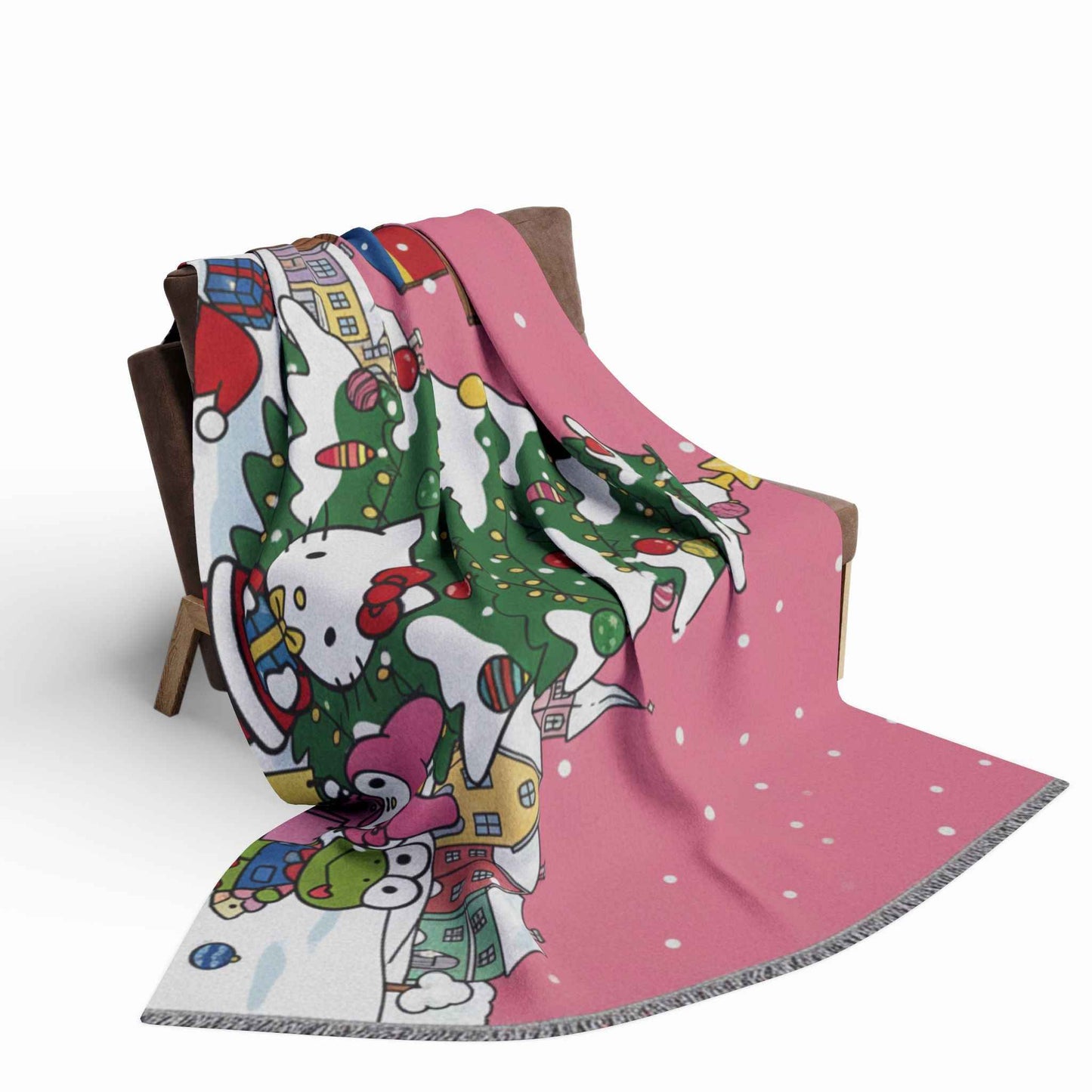 Hello Kitty Åland Christmas Fleece Blanket — Cute Holiday Tree Throw