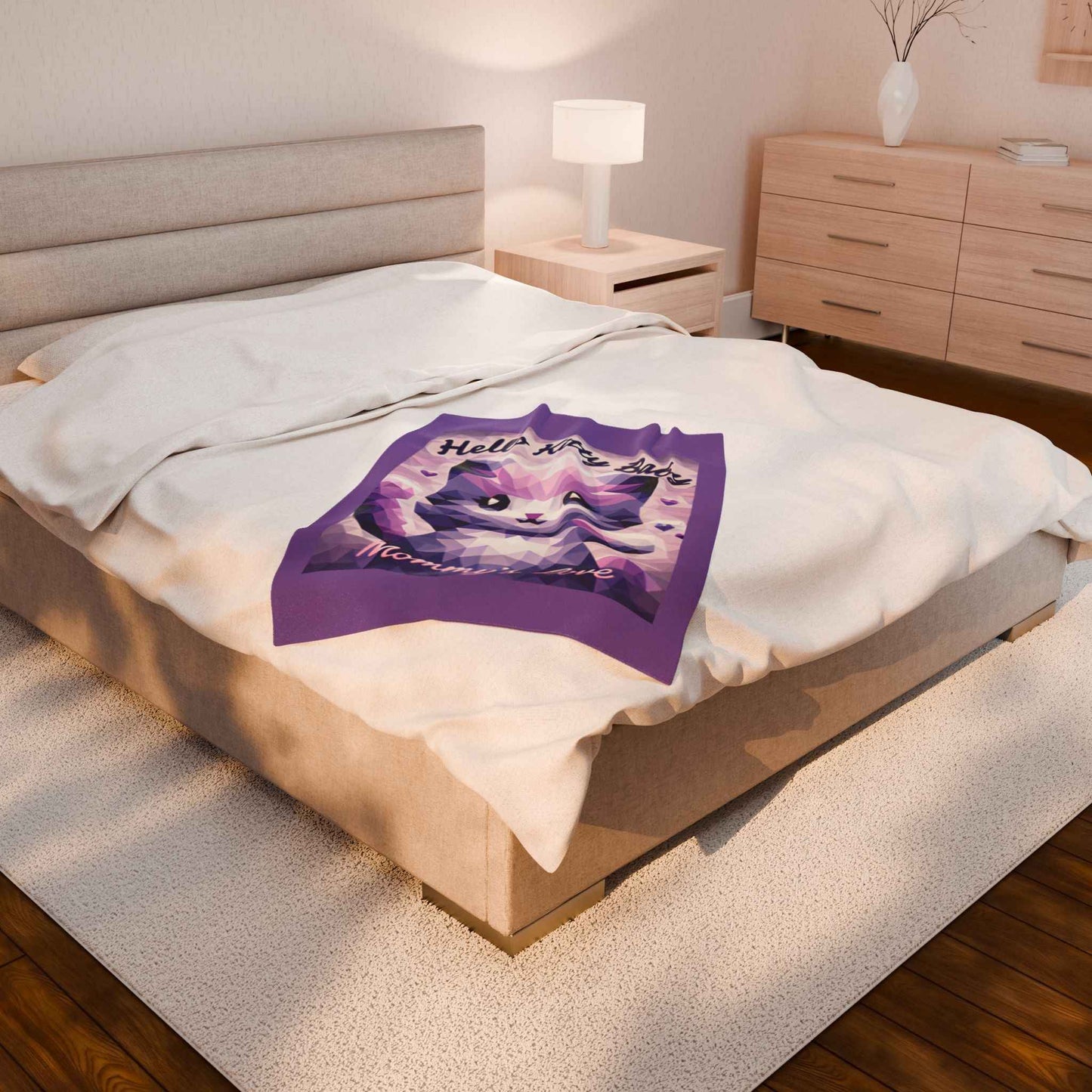 Plush Blanket - Hell9 Kitty Purple Velveteen - Hello Kittyy Blanket Store