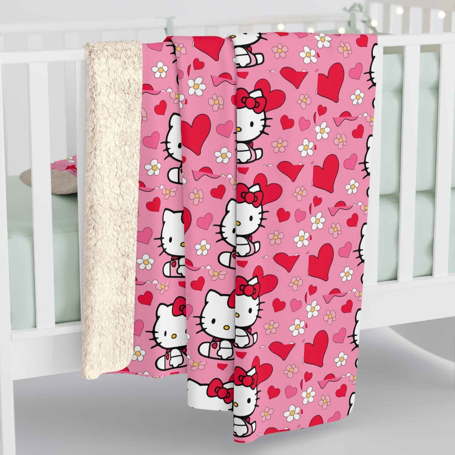 Sherpa Blanket Hello Kitty Pink Valentine's Day Theme - Hello Kittyy Blanket Store
