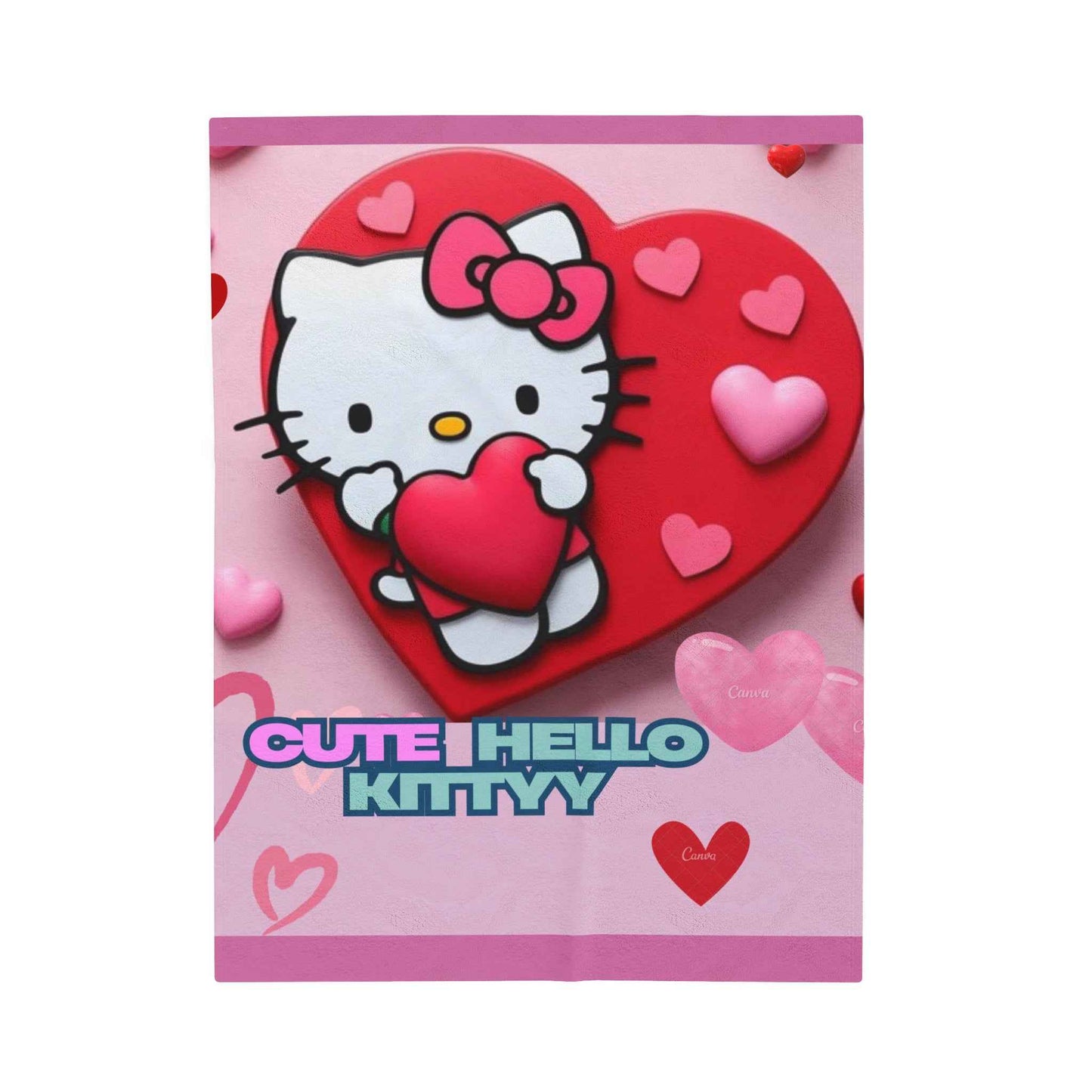 Plush Blanket - Hello Kitty Valentines Day Pink Design - Hello Kittyy Blanket Store