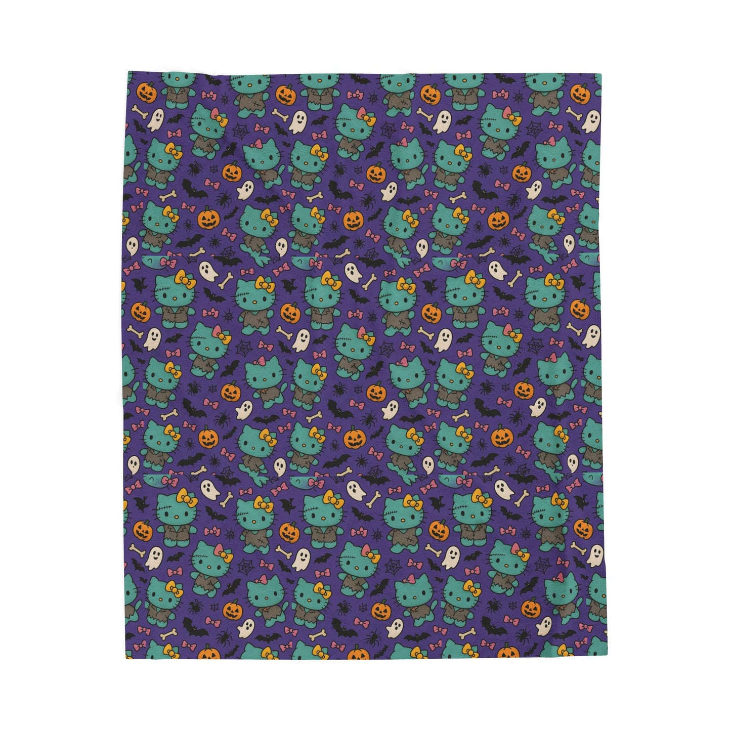 Halloween Cat Velveteen Plush Blanket purple - Hello Kittyy Blanket Store