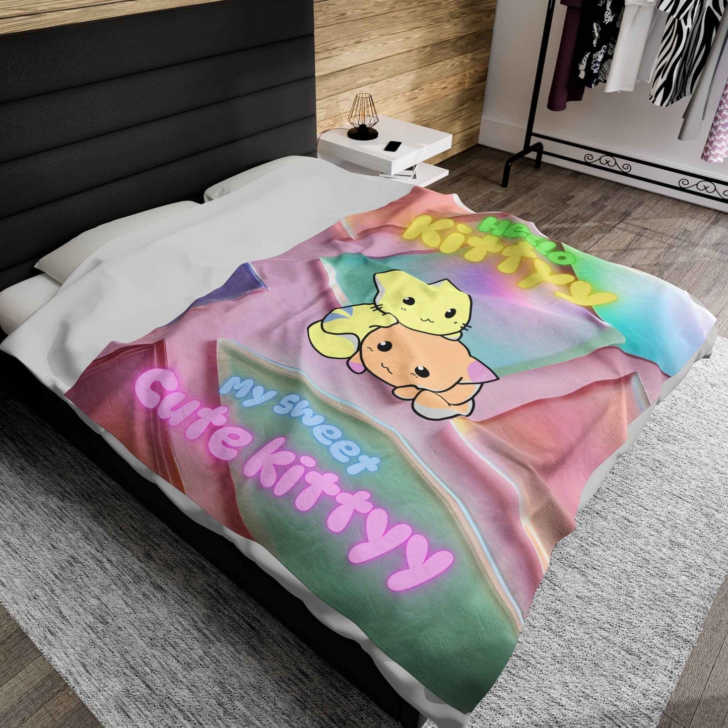 Velveteen Plush Blanket - Hello Kitty Design - Hello Kittyy Blanket Store