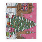 Hello Kitty London Christmas Arctic Fleece Blanket — Cute Holiday Tree & Snowy Big Ben Throw