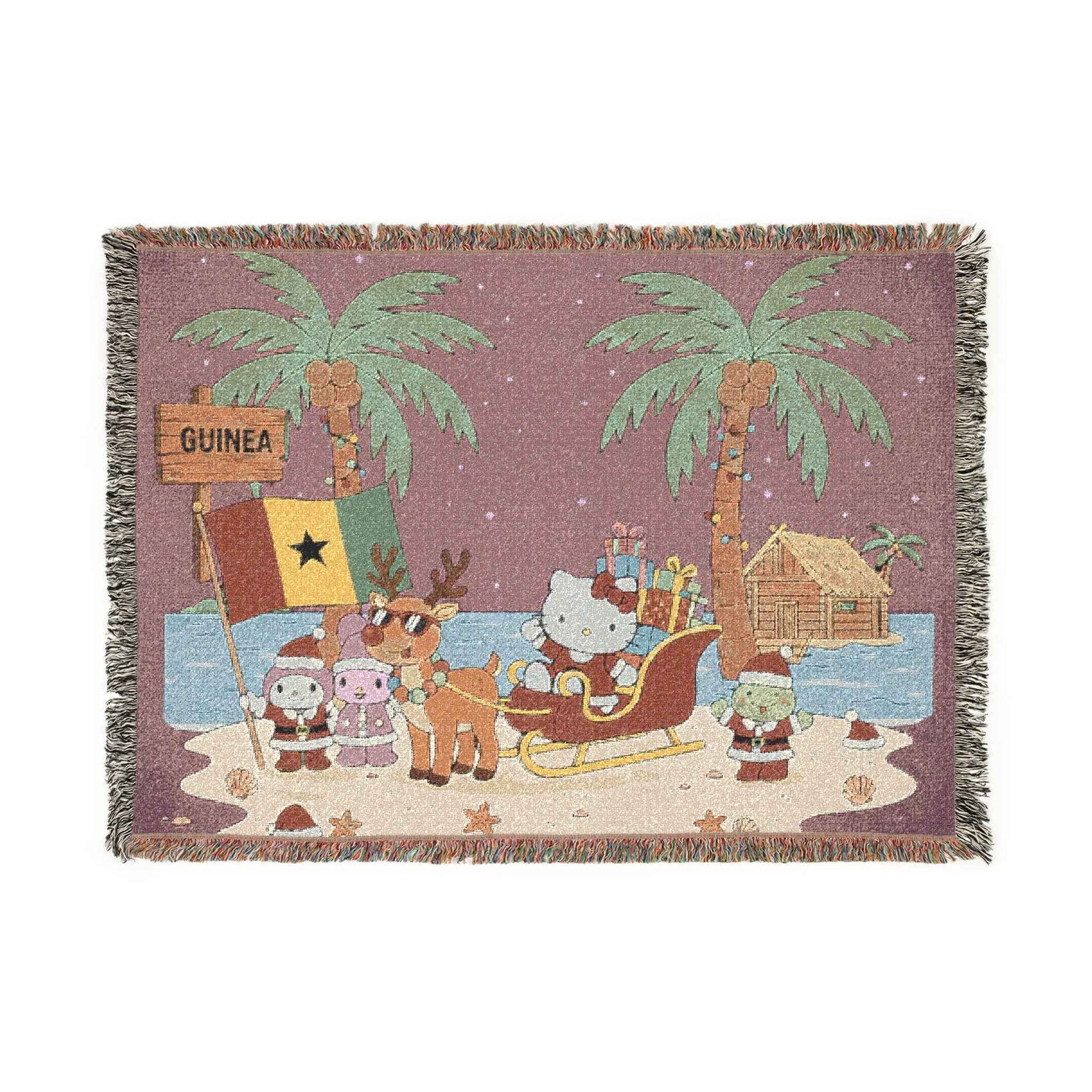 Hello Kitty Christmas Woven Blanket — Holiday Beach & Camping Throw