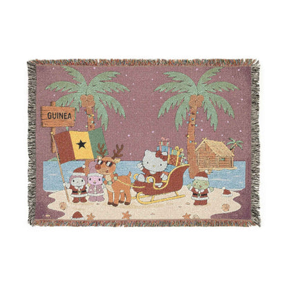 Hello Kitty Christmas Woven Blanket — Holiday Beach & Camping Throw