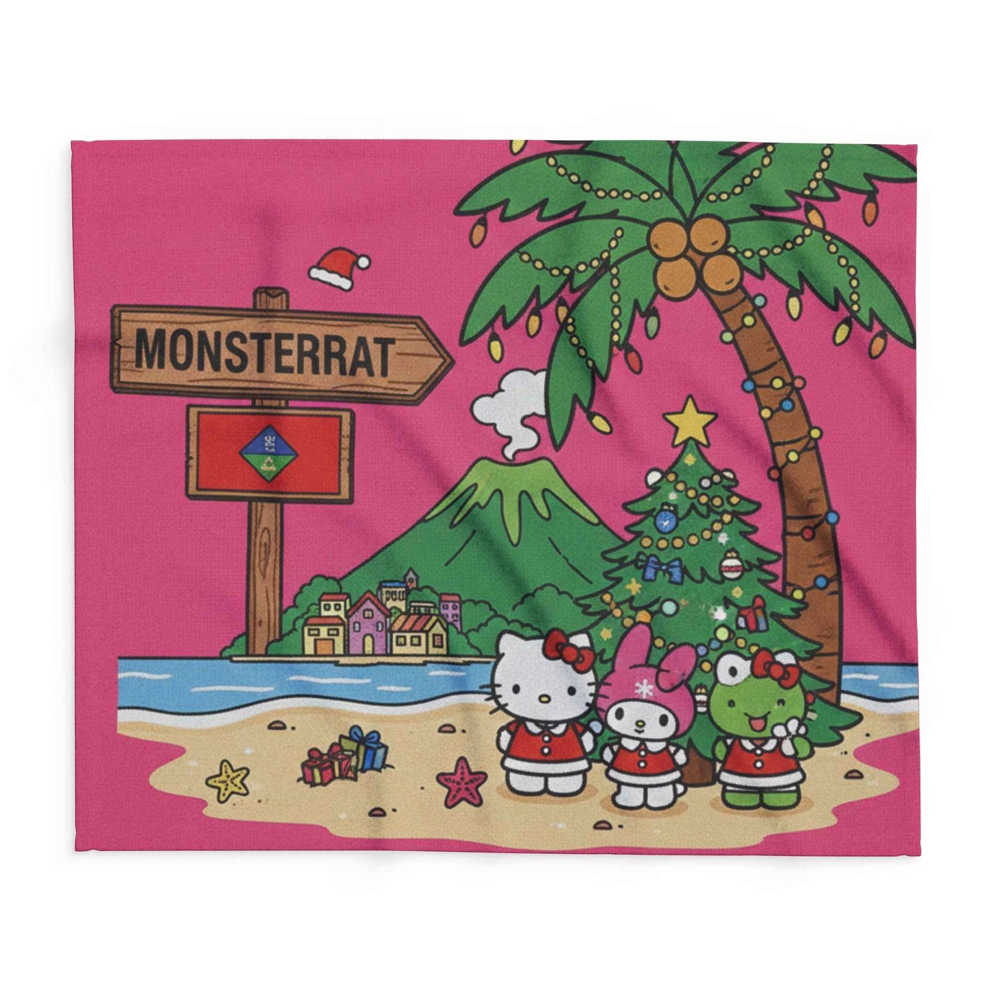 Arctic Fleece Blanket — Cute Hello Kitty Tropical Christmas on Montserrat Throw