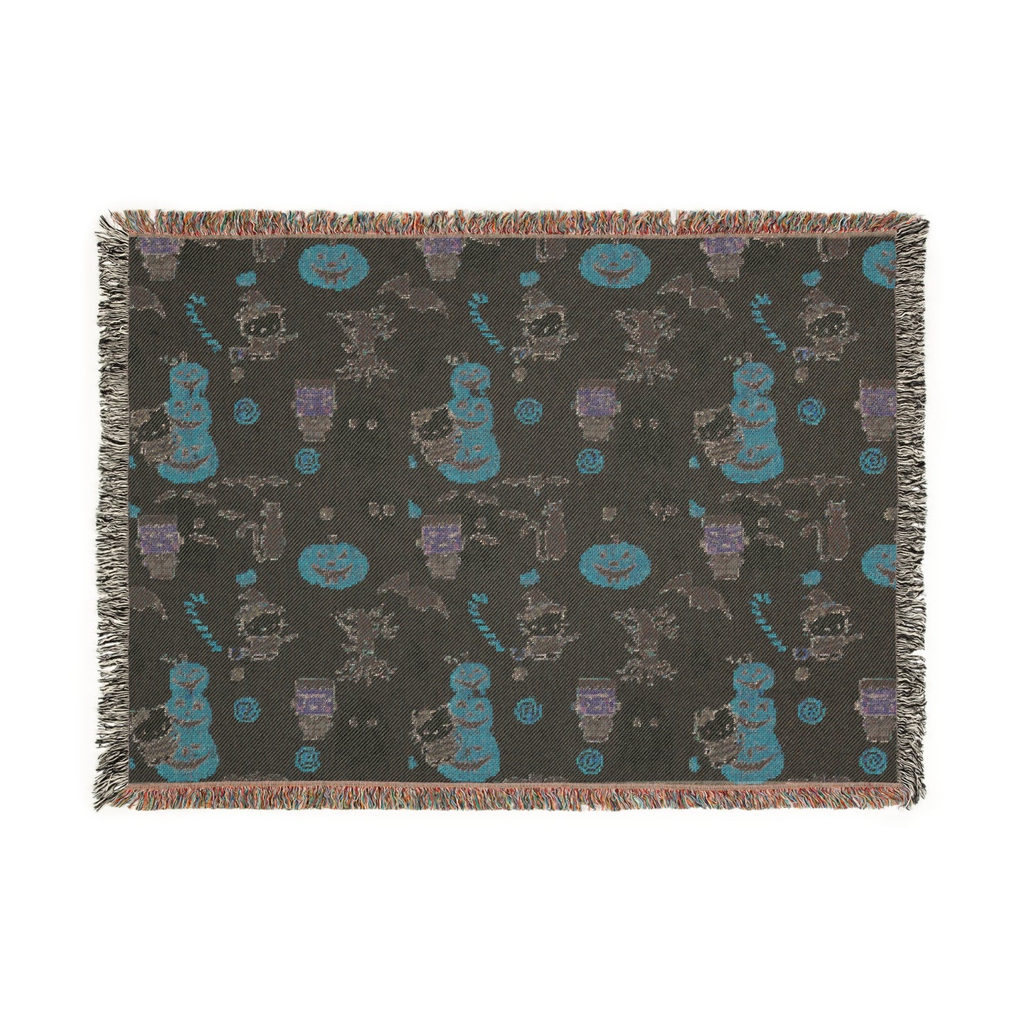 Woven Blanket - Frankenstein Hello Kitty Halloween Pumpkins