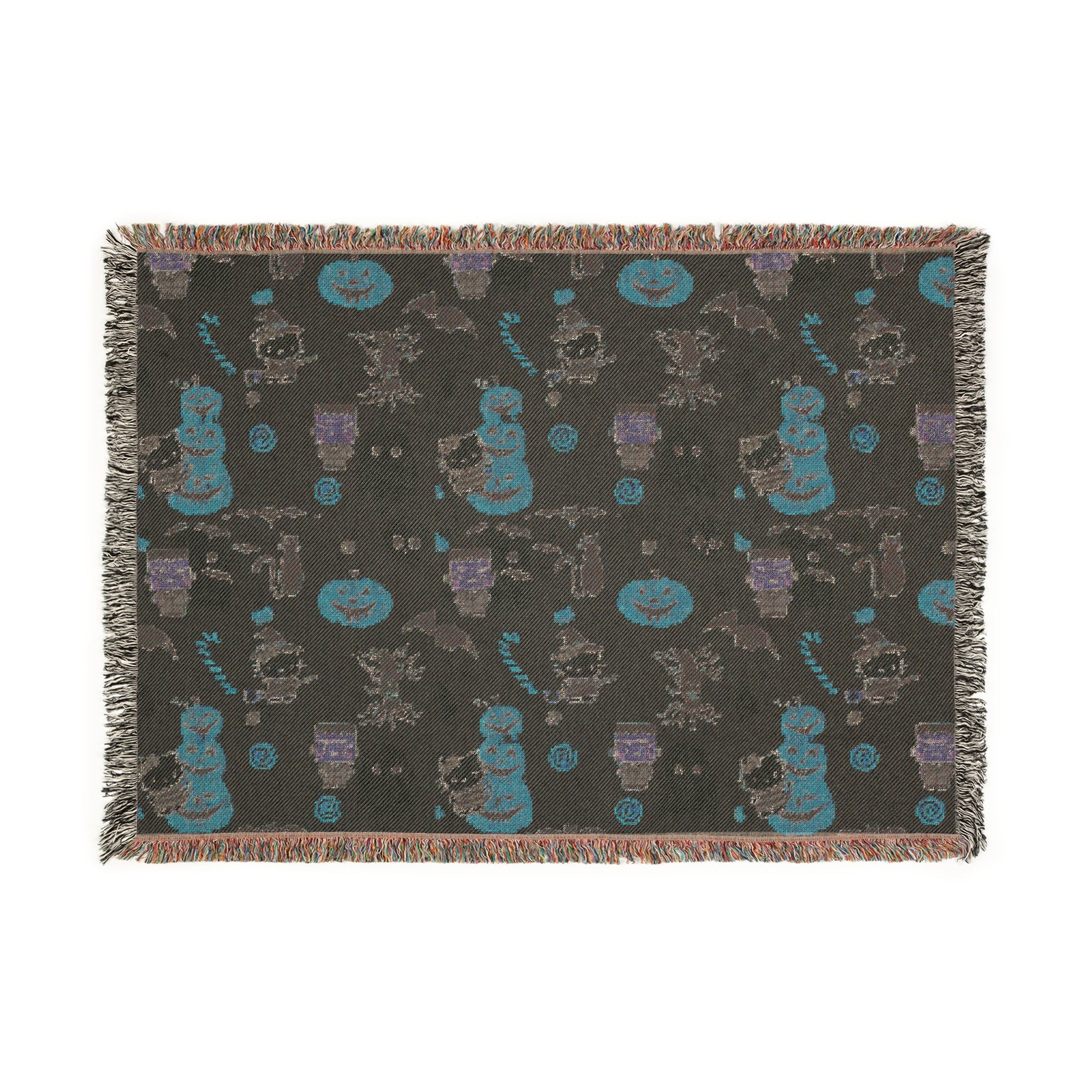 Woven Blanket - Frankenstein Hello Kitty Halloween Pumpkins