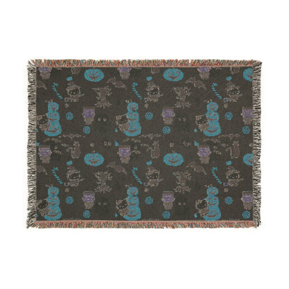Woven Blanket - Frankenstein Hello Kitty Halloween Pumpkins