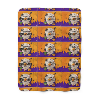 Halloween Frankenstein hello kitty Sherpa Fleece Blanket, Cozy Throw for Fall, Warm Plush Blanket, Perfect Gift for Halloween Lovers, Spooky Home Decor