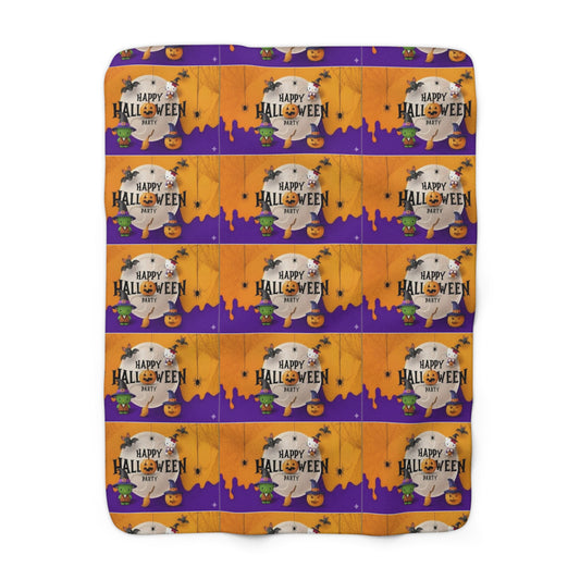 Halloween Frankenstein hello kitty Sherpa Fleece Blanket, Cozy Throw for Fall, Warm Plush Blanket, Perfect Gift for Halloween Lovers, Spooky Home Decor