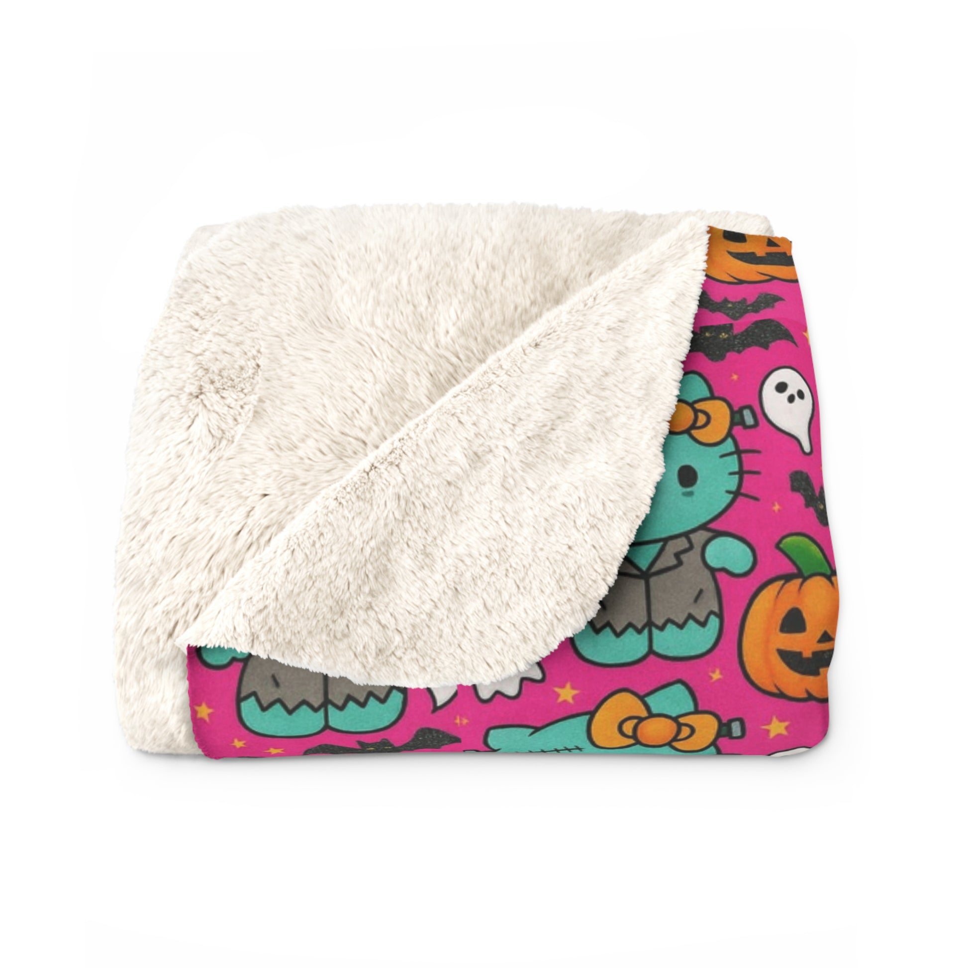 Sherpa Blanket Franken-pink Halloween - Hello Kittyy Blanket Store