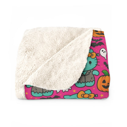 Sherpa Blanket Franken-pink Halloween - Hello Kittyy Blanket Store