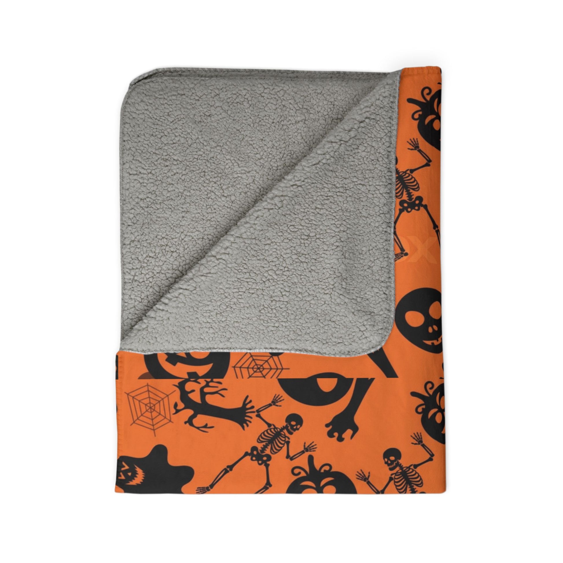 Halloween Fleece Sherpa Blanket, Cozy Fall Decor, Spooky Season Gift, Trick or Treat Blanket, Halloween Party Essential