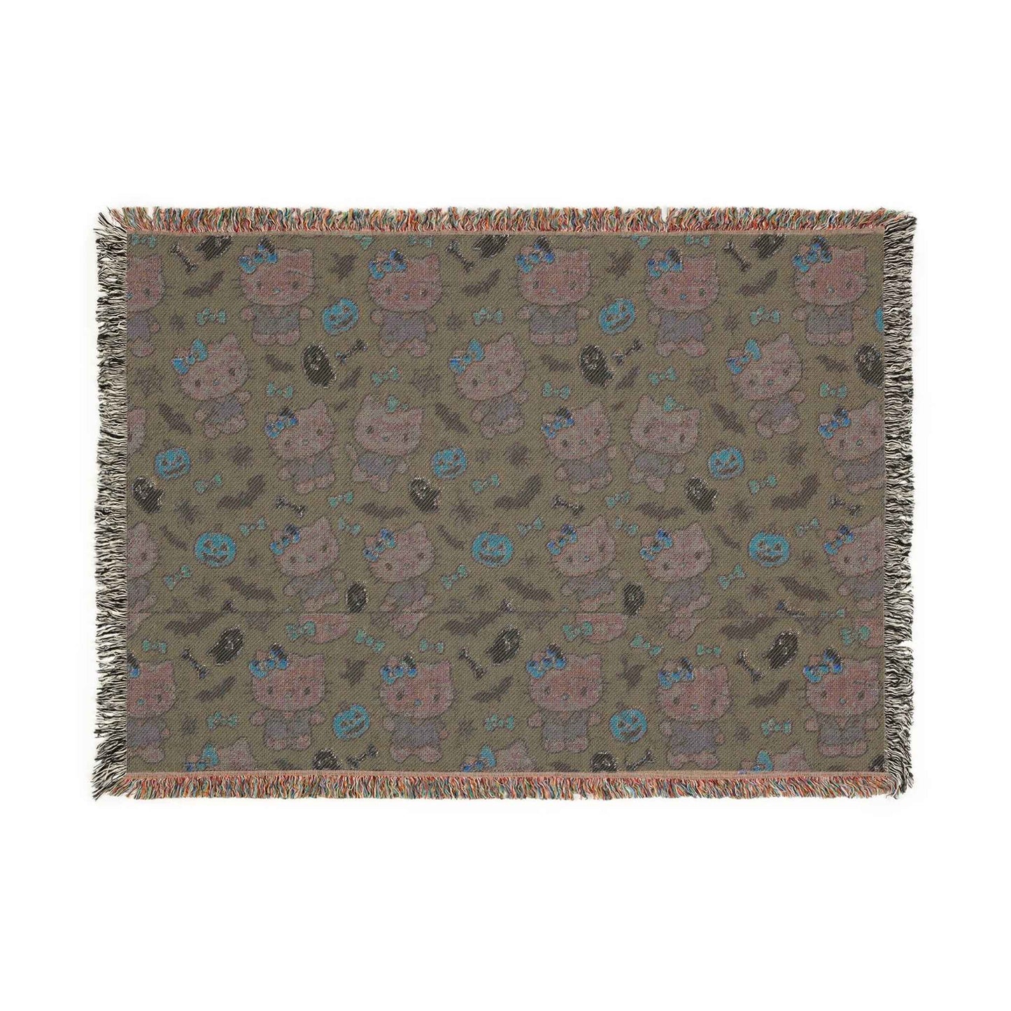Halloween Woven Blanket - Purple Frankenstein Design - Hello Kittyy Blanket Store