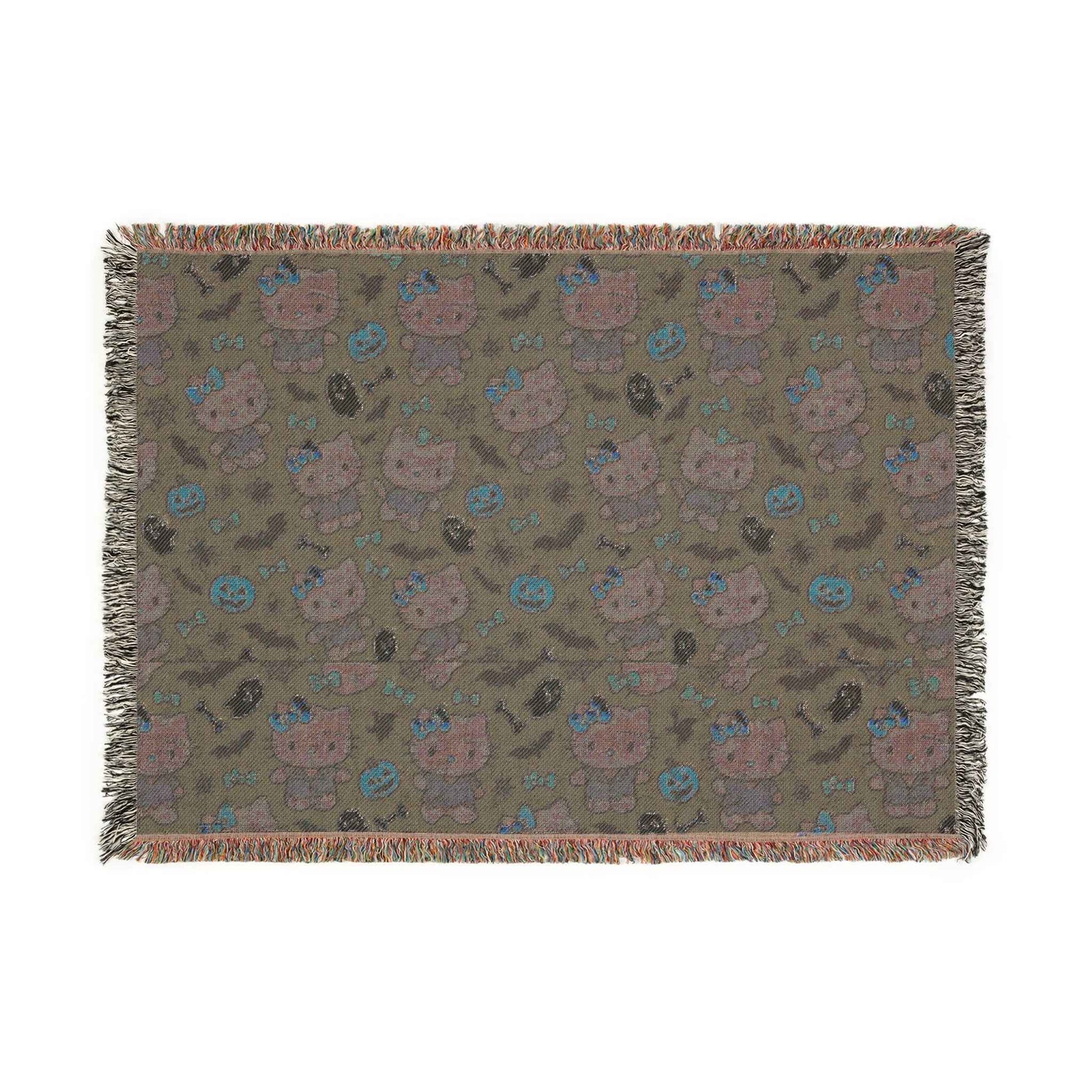 Halloween Woven Blanket - Purple Frankenstein Design - Hello Kittyy Blanket Store