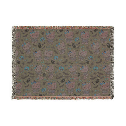 Halloween Woven Blanket - Purple Frankenstein Design - Hello Kittyy Blanket Store