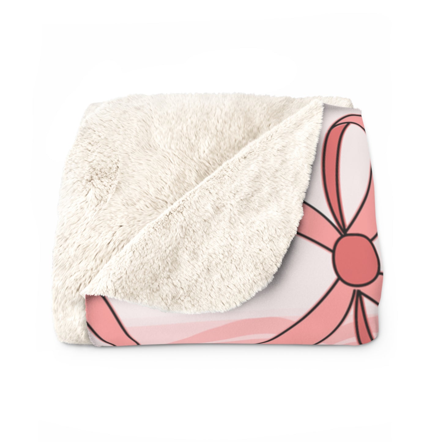 Sherpa Fleece Blanket - Cute Pink Bow Hello Kitty Design - Perfect for Girls and Baby Girls