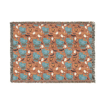 Woven Blanket - Pink Frankenstein Halloween Lovers Trending Design - Hello Kittyy Blanket Store