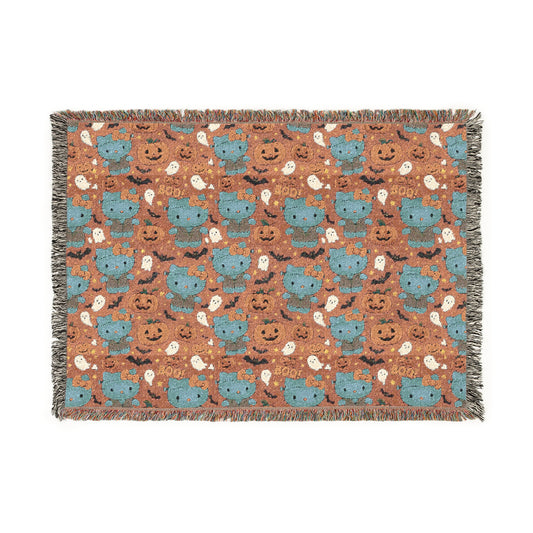 Woven Blanket - Pink Frankenstein Halloween Lovers Trending Design - Hello Kittyy Blanket Store