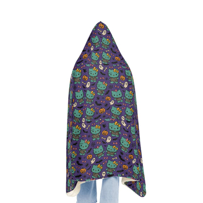 Wearable Snuggle Blanket - Frankenstein Design - Purple with Pink Bows - Halloween