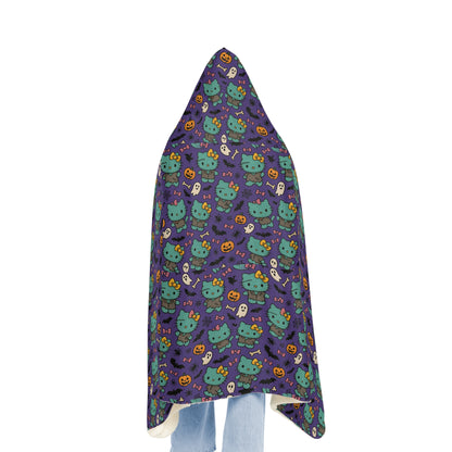 Wearable Snuggle Blanket - Frankenstein Design - Purple with Pink Bows - Halloween - Hello Kittyy Blanket Store