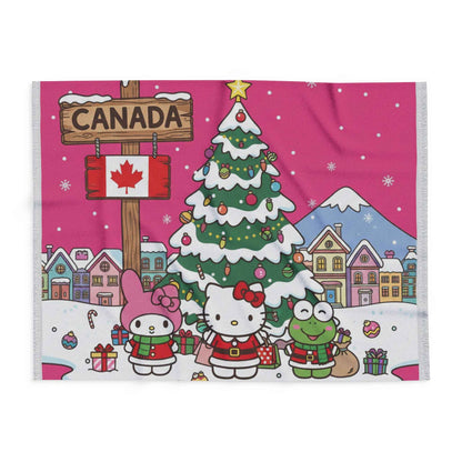 Canadian Christmas Fleece Blanket — Cute Hello Kitty Winter Holiday Throw