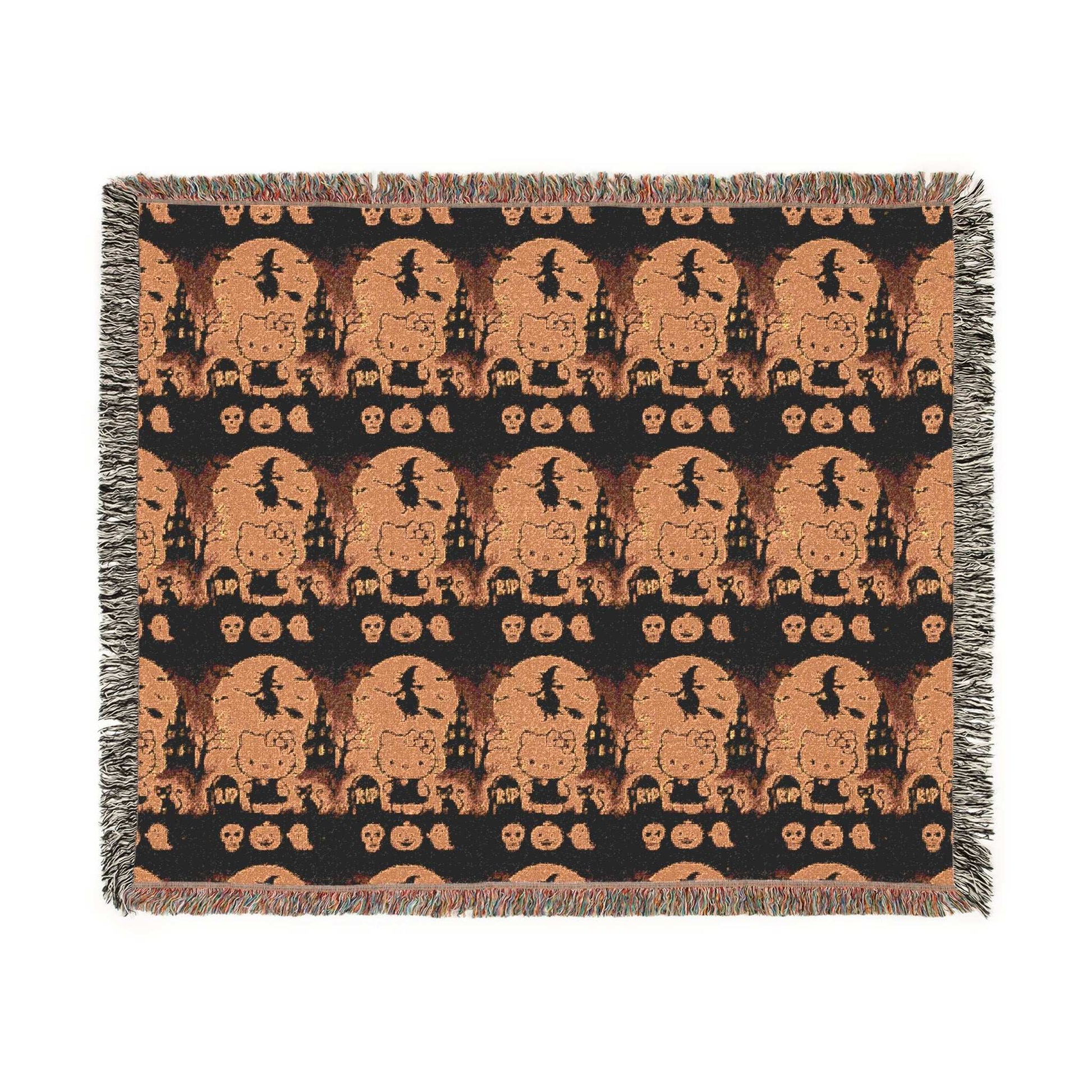 Halloween Woven Blanket - Hello Kitty Orange Blanket for Fans