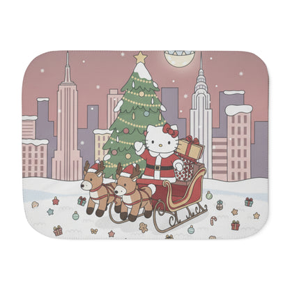 Christmas Kitty Sherpa Blanket — Festive Reindeer Sleigh Throw