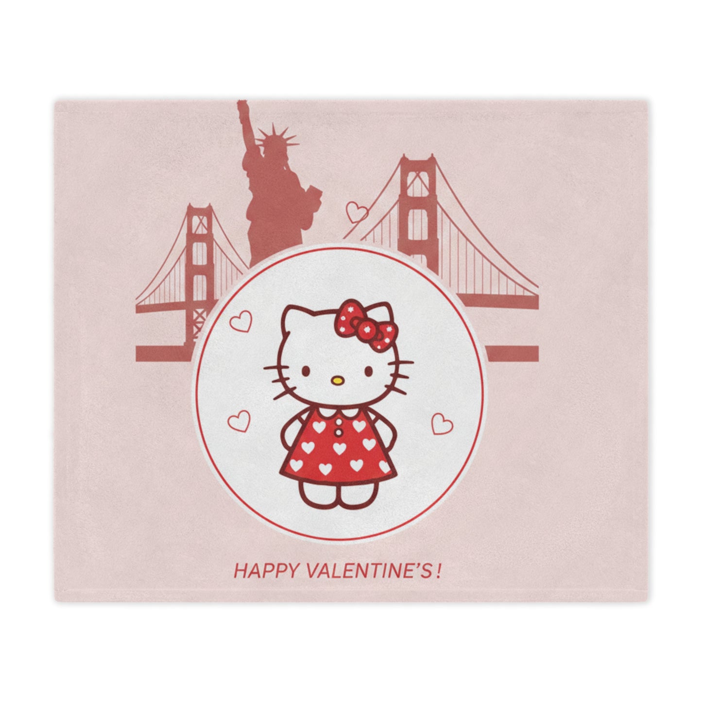 Hello Kitty Valentine’s Minky Blanket — San Francisco Skyline Cute Plush Throw