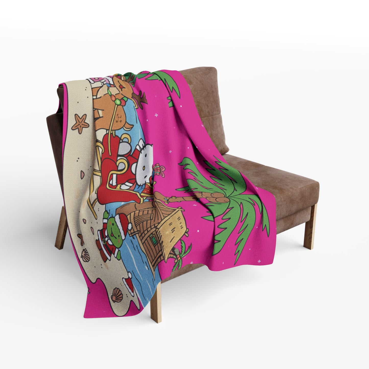 Hello Kitty Pink Christmas Arctic Fleece Blanket — Tropical Guinea Holiday Design