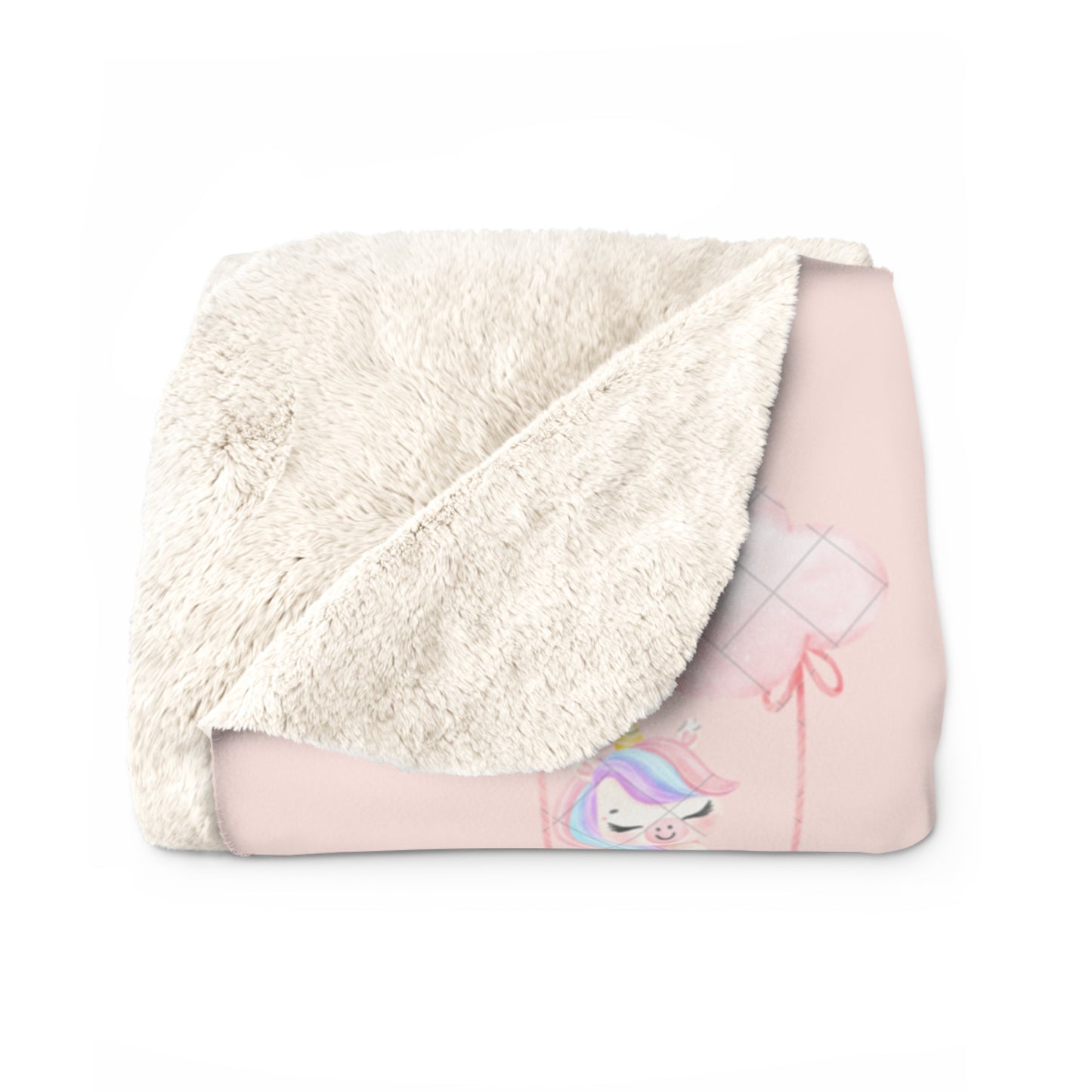 Sherpa Fleece Blanket - Unicorn Baby Girl in the Sky Light Pink