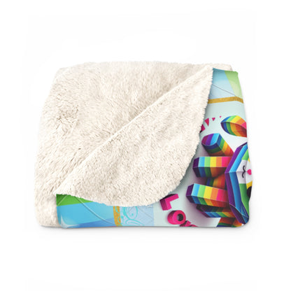 Hello kitty rainbow design Sherpa Fleece Blanket