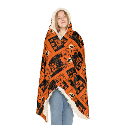 Sherpa Halloween Snuggle Blanket orange hooded