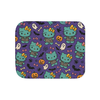 Sherpa Blanket, Frankenstein Halloween blanket purple - Hello Kittyy Blanket Store