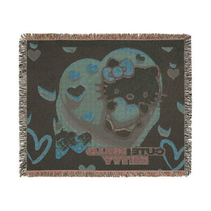 Copy of Woven Blanket - Hello Kitty Valentine's Red Hearts - Hello Kittyy Blanket Store