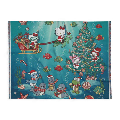 Arctic Fleece Blanket — Underwater Christmas Tree & Santa Sleigh Holiday Throw
