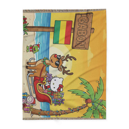 Hello Kitty Tropical Christmas Fleece Blanket — Gabon Beach Holiday Throw