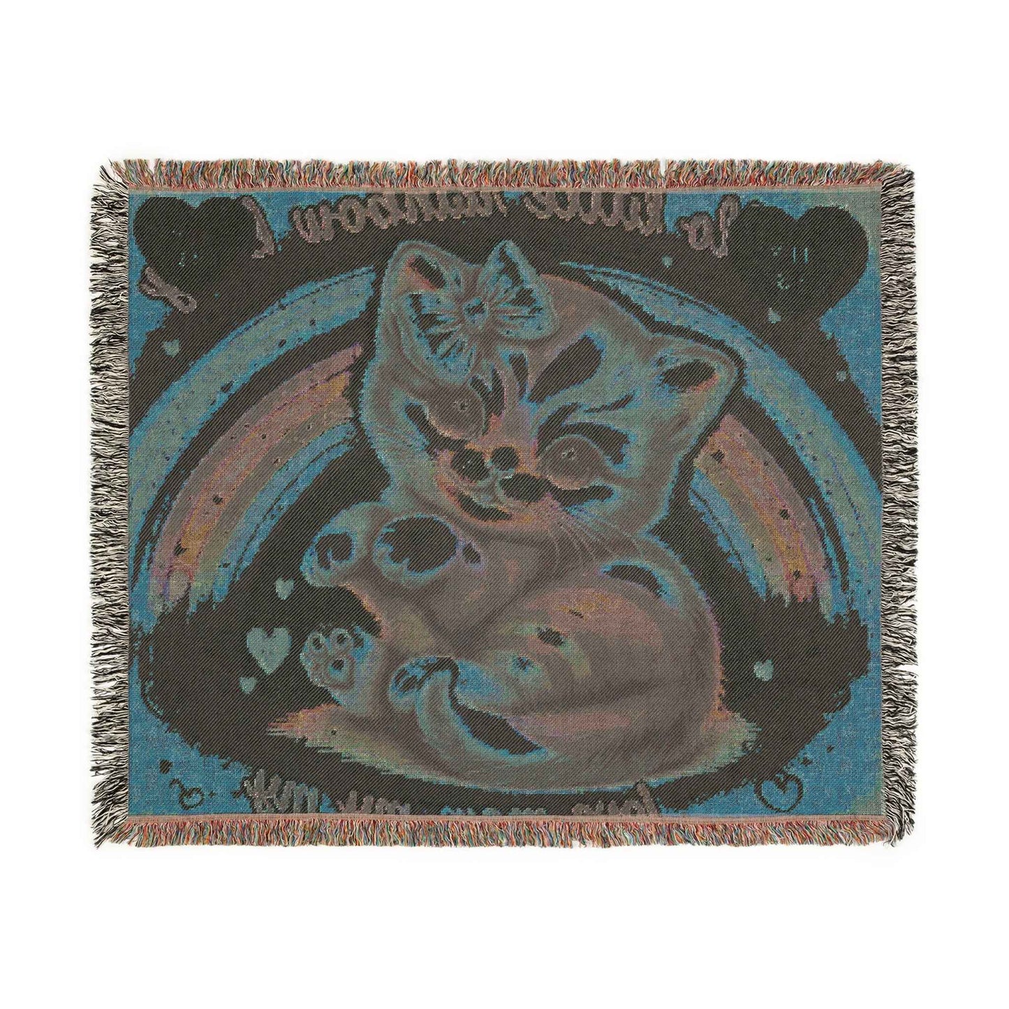 Woven Blanket - Cute Hello Kitty Pink Bow at Rainbow Day - Hello Kittyy Blanket Store