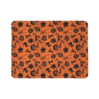 Halloween Fleece Sherpa Blanket, Cozy Fall Decor, Spooky Season Gift, Trick or Treat Blanket, Halloween Party Essential