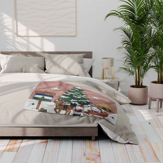 Holiday Fleece Blanket — Hello Kitty Christmas in Lesotho Design