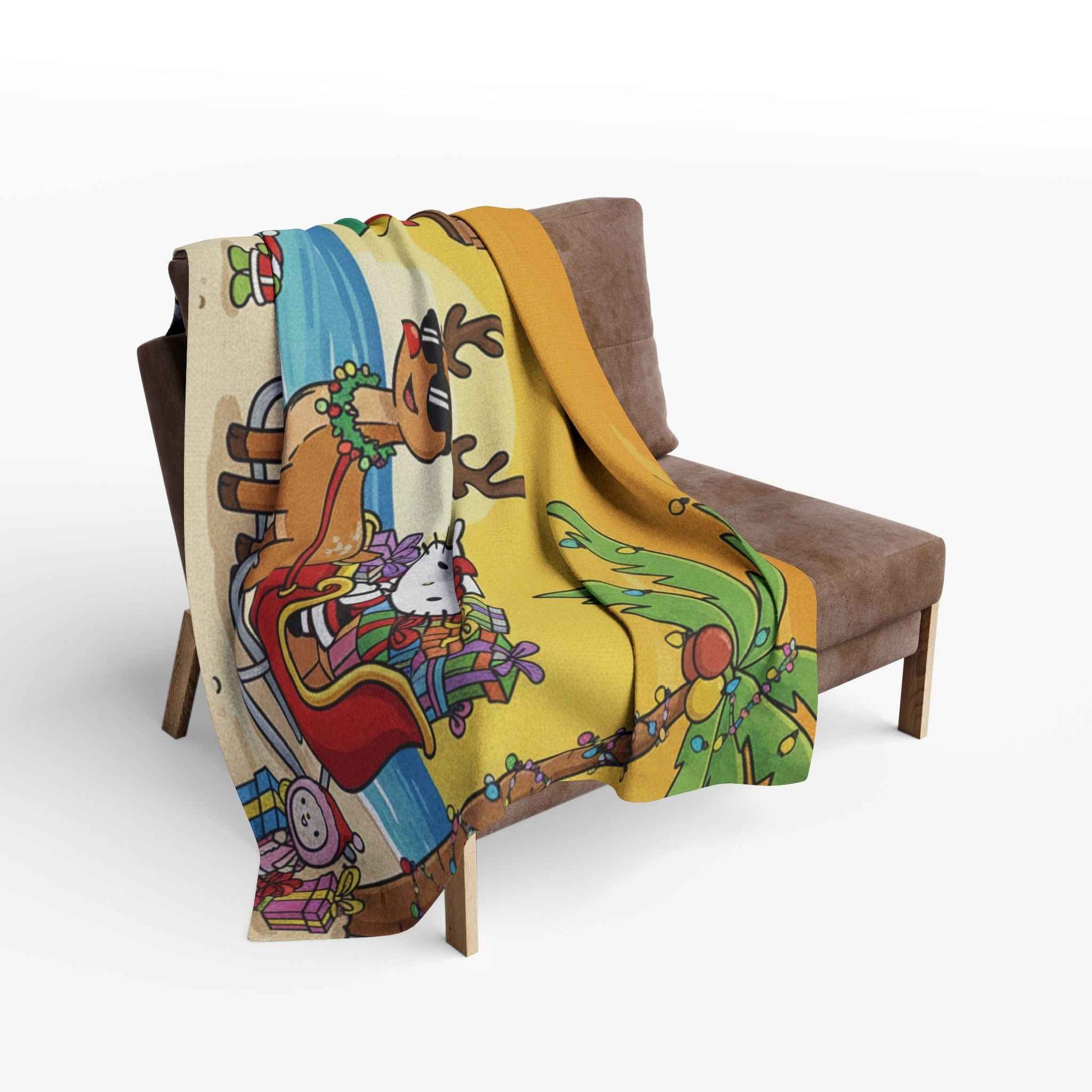 Hello Kitty Tropical Christmas Fleece Blanket — Gabon Beach Holiday Throw