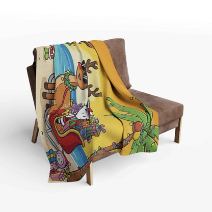 Hello Kitty Tropical Christmas Fleece Blanket — Gabon Beach Holiday Throw