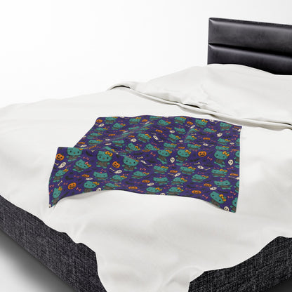 Halloween Cat Velveteen Plush Blanket purple - Hello Kittyy Blanket Store