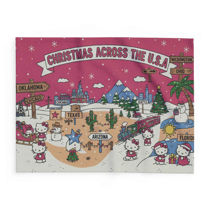 Hello Kitty Pink Christmas Arctic Fleece Blanket — Traveling USA Holiday Throw
